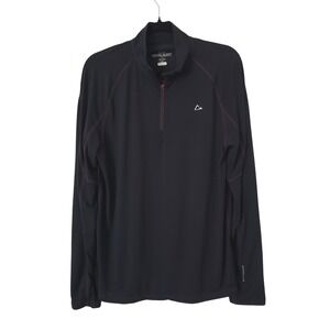 Paradox Mens Merino Blend Quarter Zip Pullover Black Long Sleeve Shirt Medium